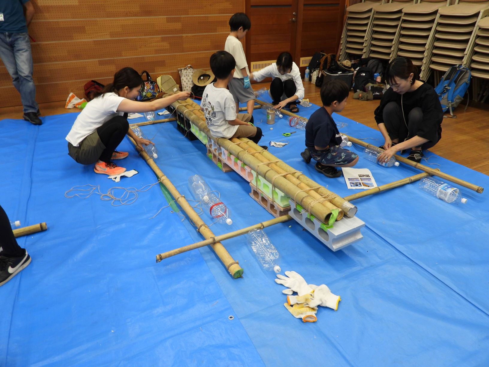 手作りイカダでアメンボ体験、実施しました